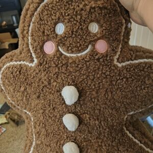 Cozy Gingerbread Plush Holiday Pillow - Brown
